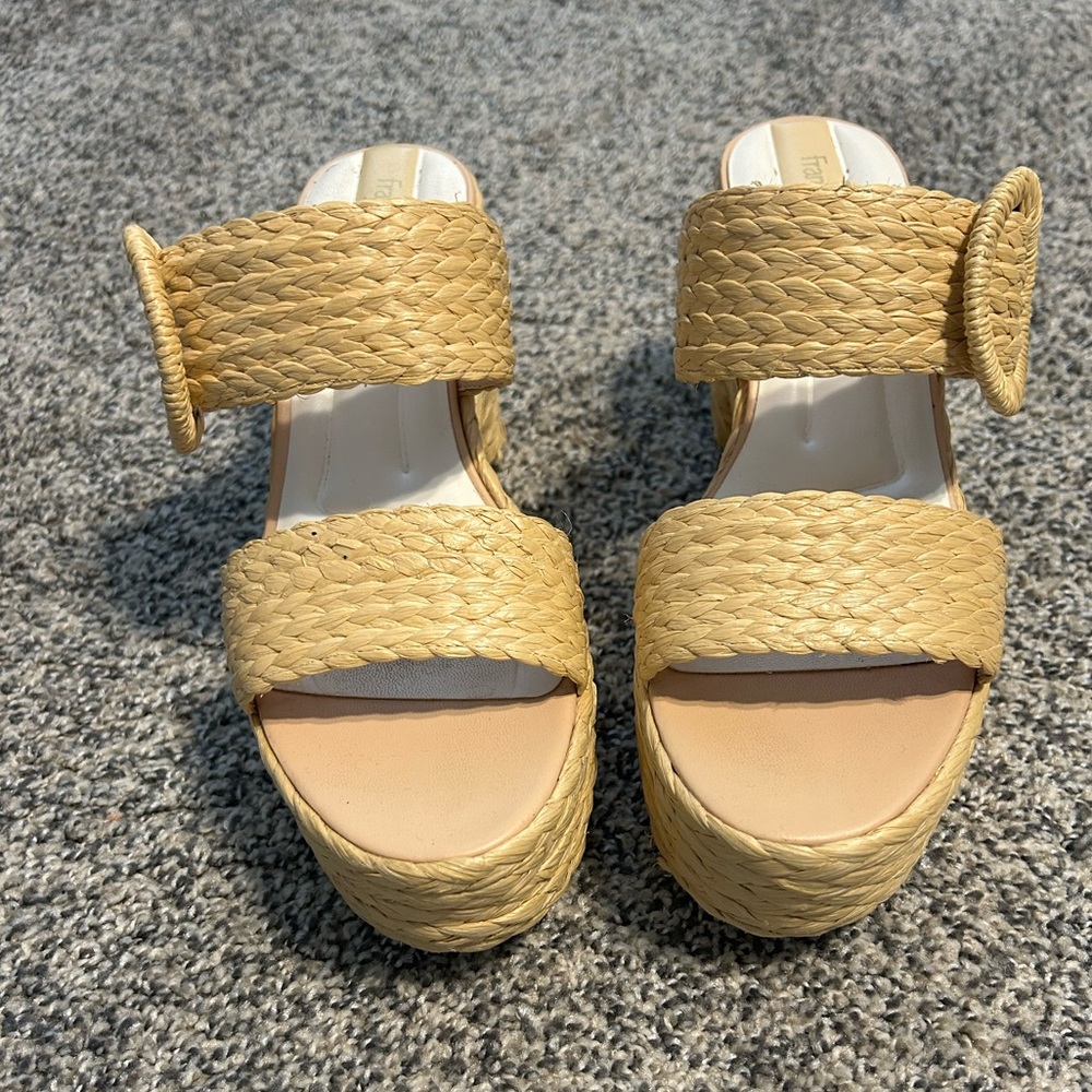Franco Sarto Woven Platform Sandals in Natural Straw - Picture 2 of 6